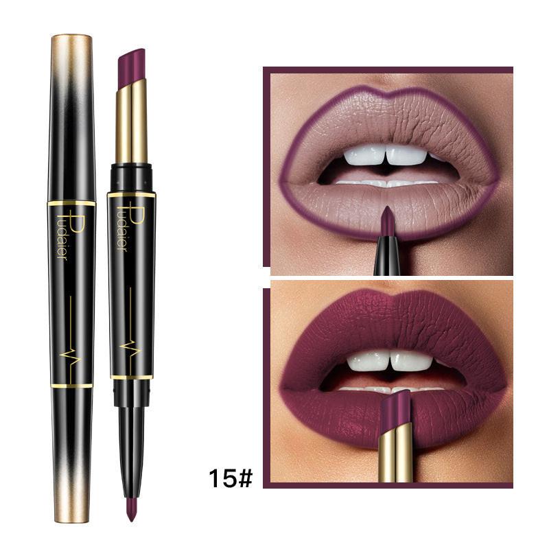 Matte Double-headed Lipstick Lip Liner Lip Lacquer.