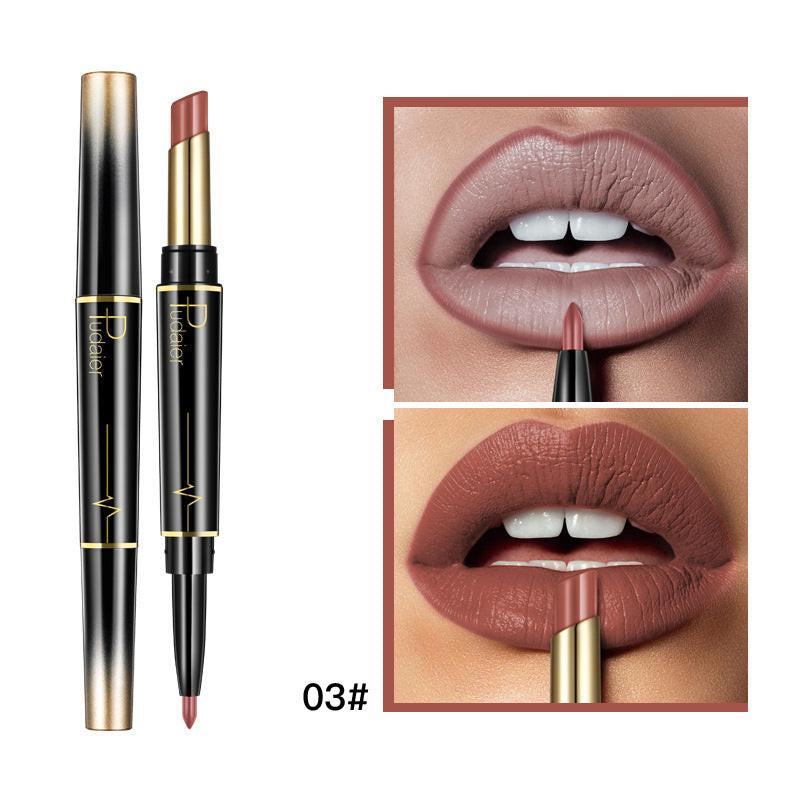 Matte Double-headed Lipstick Lip Liner Lip Lacquer.