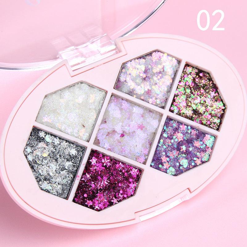 Creative Seven Color Glitter Powder Eyeshadow Palette.
