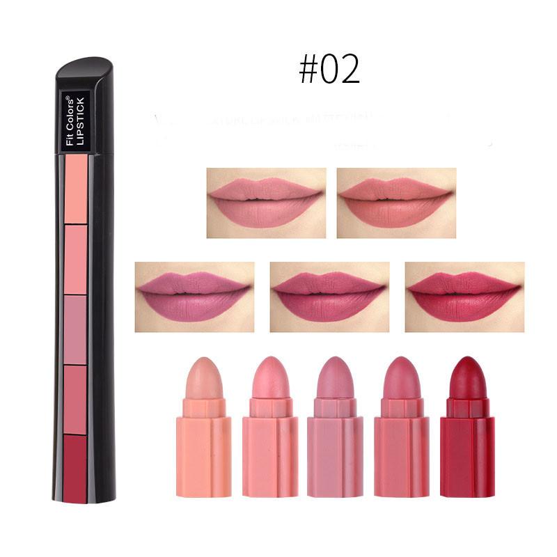 Matte 5-color Lipstick Set Velvet Lip Stick Non-stick Lip Gloss Long Lasting Waterproof Sexy Red Lipstick.