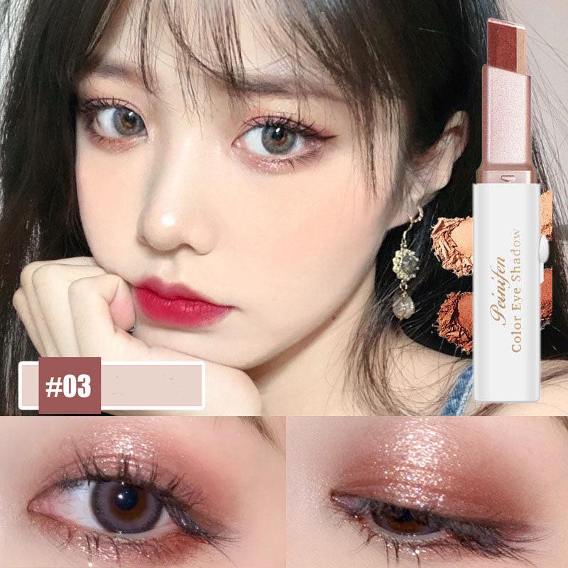 Lazy Eyeshadow Stick Stereo Gradient Shimmer Double Color Eye Shadow Pen Waterproof Easy To Wear Eyeshadow.