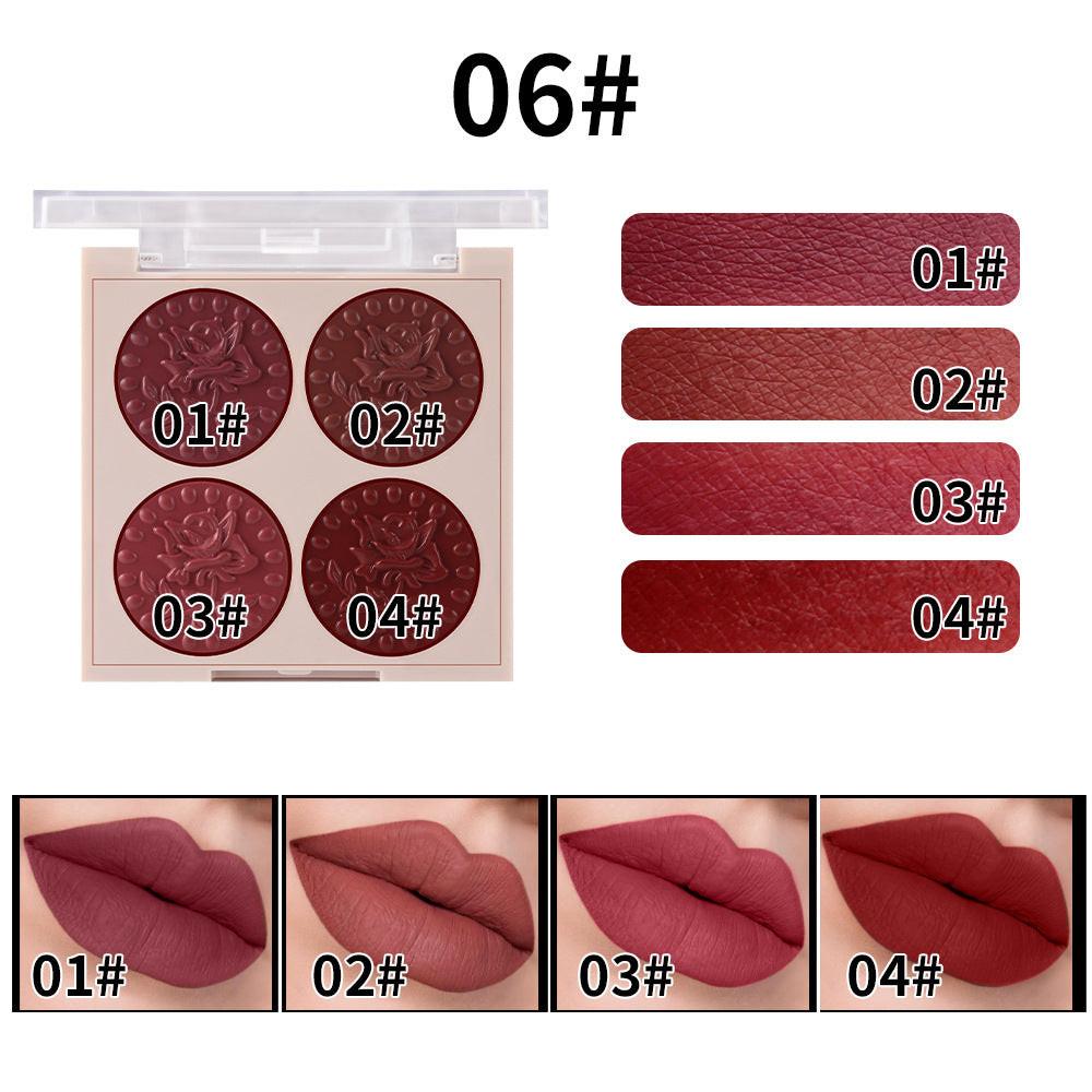MISS ROSE Lipstick Compact 4 Color Lip Gloss Plate Moisturizing Easy To Color Lipstick Foreign Trade Exclusive For Cross-border In Stock Wholesale.