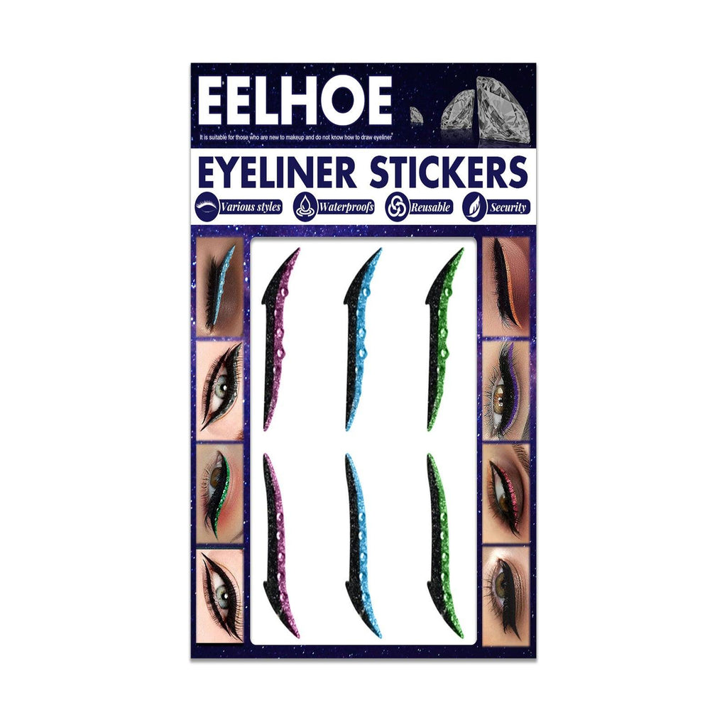 Colored Diamonds Eyelid Line Sticker Waterproof Self-adhesive Eye Liner Eyeliner Stickers Party Sexy Cat Eyes Beauty Makeup Tool.