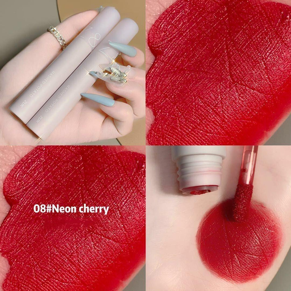 Lip Mud Lip Lacquer Student Plain Matte Finish Velvet No Stain On Cup No Fading White Good-looking Lipstick.