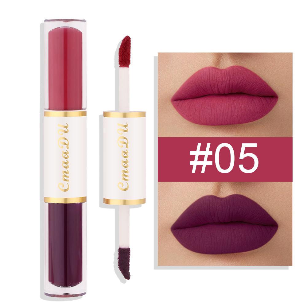 Double-headed Matte Lip Gloss No Stain On Cup Waterproof And Durable.