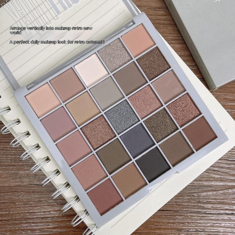 25 Color Lucky Cube Eye Shadow Plate Shimmer Matte Earth Color Orange Brown.