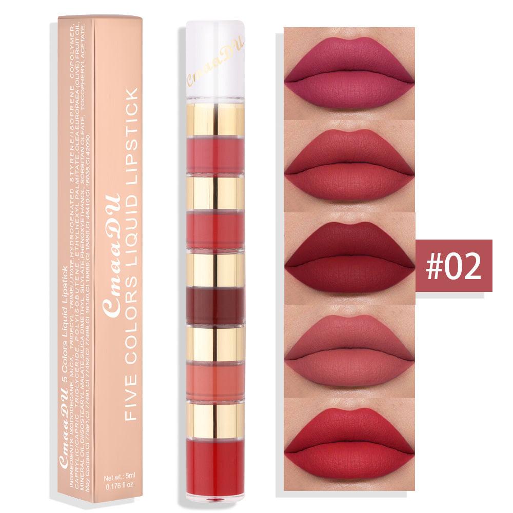 Waterproof And Durable 5 Color Matte No Stain On Cup Bamboo Joint Lip Gloss.